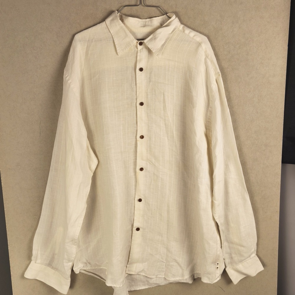 Jos A Bank 100% Linen Button Up Shirt Mens XL Ivory Lightweight Beach Resort